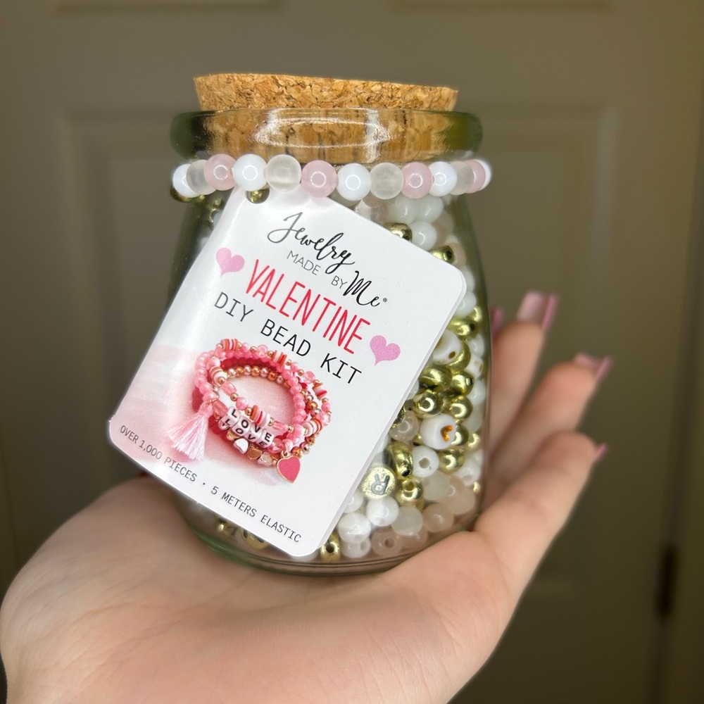 Valentine DIY Bead Kit with Pink and Gold Beads